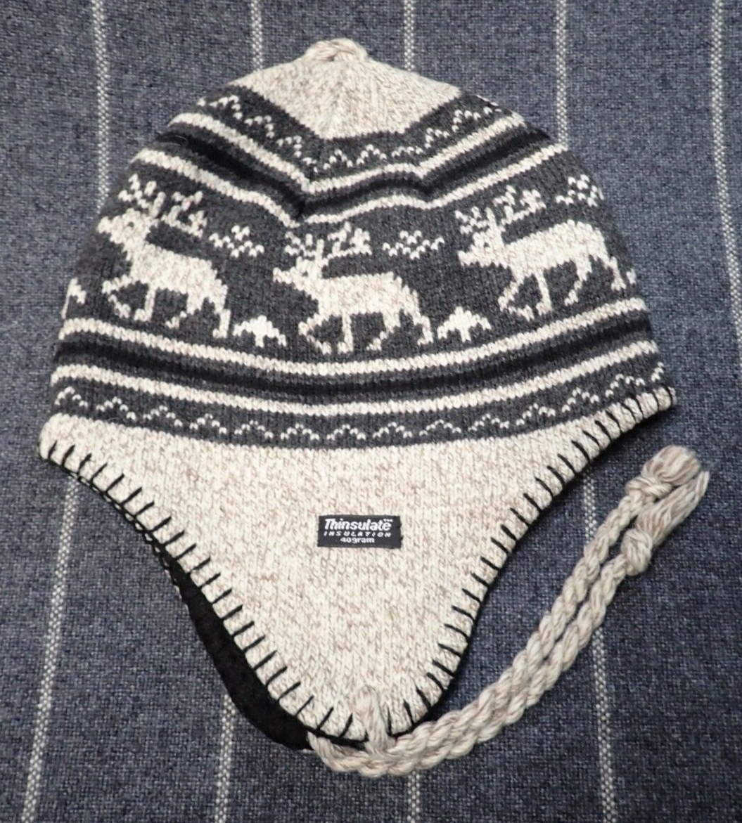 Knit Sherpa Wool Blend Unisex Hat w/ Thinsulate Fleece Lining and - Main Image