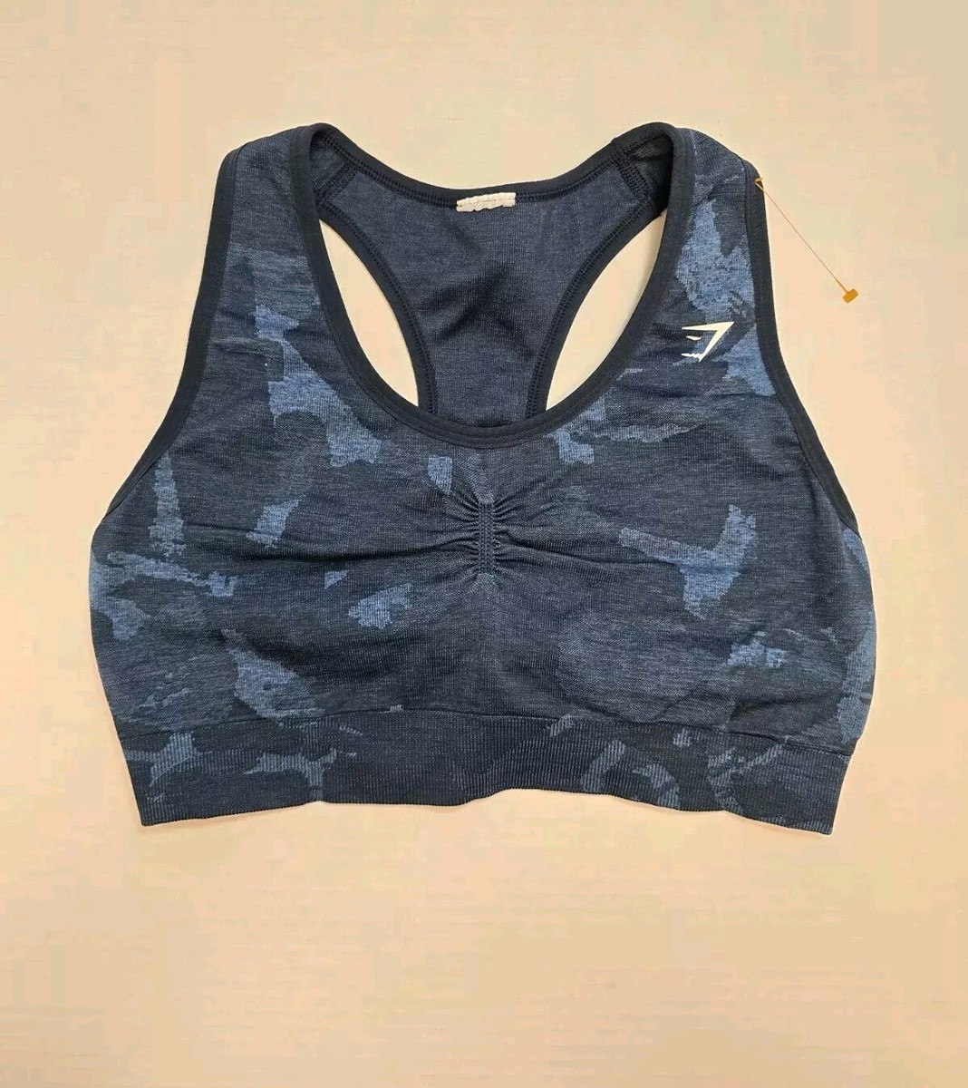 Gymshark Women's Adapt Camo Seamless Racer Back Sports Bra Navy Blue