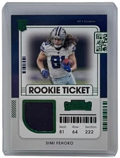Simi Fehoko 2021 Panini Contenders ROOKIE TICKET Green Variation Patch RSV-SFE