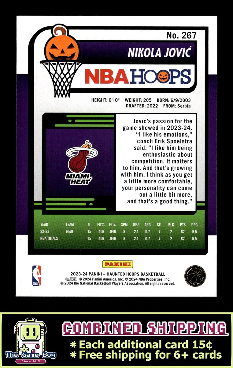2023-24 Hoops Haunted Hoops Orange #267 Nikola Jovic Miami 2023-24 Hoops Haunted Hoops Orange #267 Nikola Jovic Miami