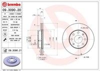 2X Brembo 09.3090.21 Bremsscheibe