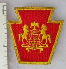 Ancien écusson ancien vintage PENNSYLVANIA US ARMY GARDE NATIONALE STATE bord coupé original