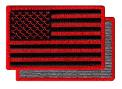 AMERICAN FLAG EMBROIDERED PATCH VELCRO backed US BLACK RED United States