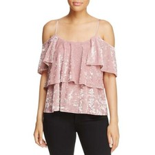Show Me Your MuMu NWT Women's Rosalie Velvet Cold Shoulder Blouse, Size Large
