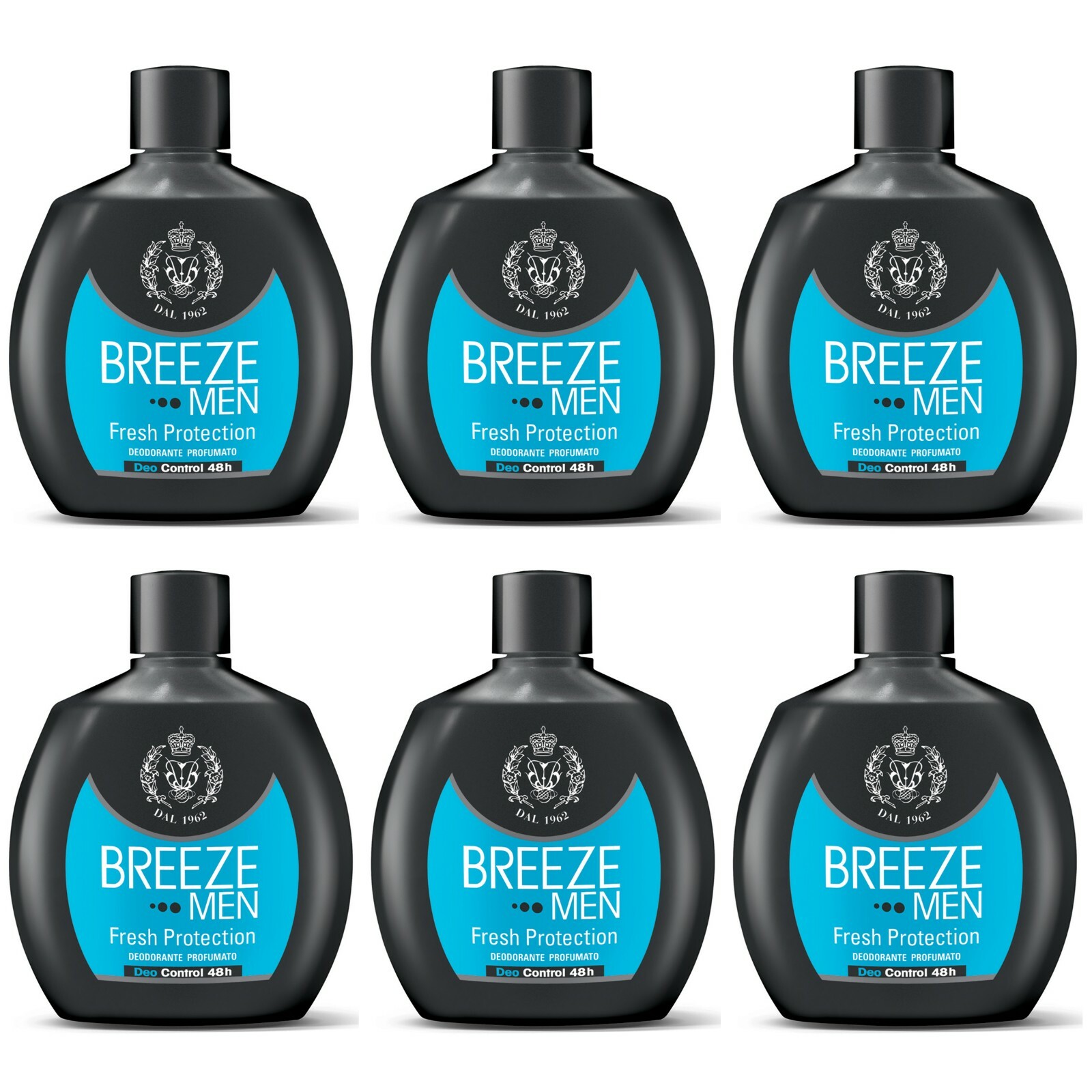 6 pezzi BREEZE MEN Fresh Protect. Deodorante Profumato squeeze deo 100ml NUOVO