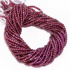 Natural Rhodolite Garnet Gemstone Round Faceted Beads 3 mm Strand 13" EB-395