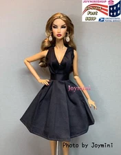Balck Dress For Fashion Royalty Integrity Poppy Parker FR NuFace Doll Clothes