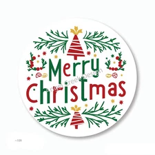 Holiday Merry Christmas Tree Favors Scrapbook Stickers Envelope Seals Labels