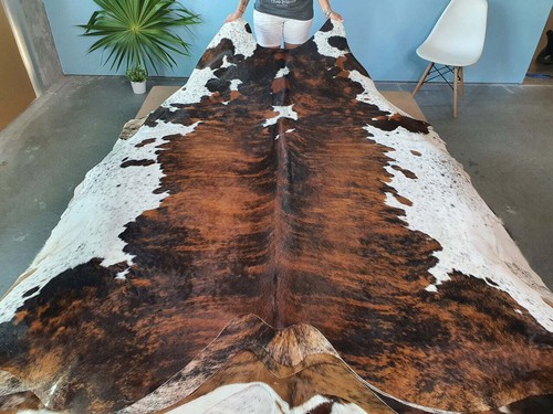 Brindle White Belly Brazilian Cowhide Rug: XL - Picture 4 of 6