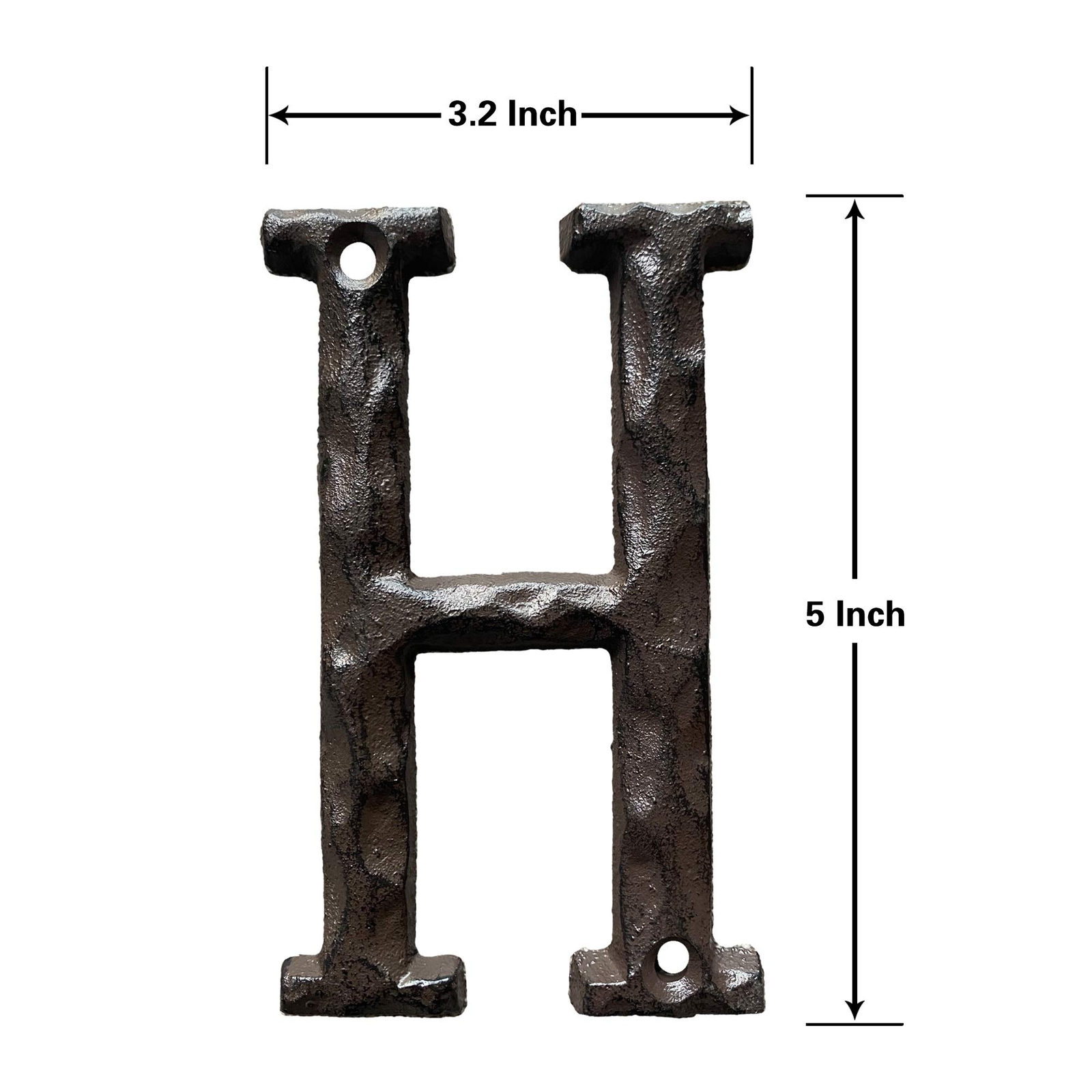Rustic Metal Address Letter 5-Inch High Iron Letter H for House Numbering