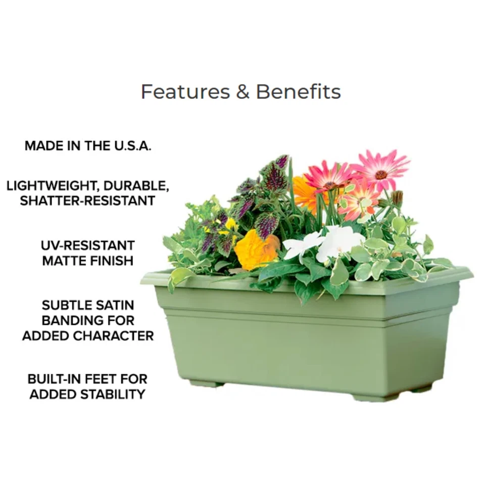 Novedad jardinera de plástico duradero para campo con caja de flores, marrón, 24 pulgadas Foto 3 de 4