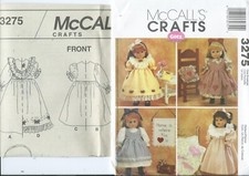 M 3275 sewing pattern 18" DOLL CLOTHES Dress Nightgown Quilt Pillow Purse UNCUT