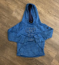 Nike Hoodie Sweatshirt Boys Youth Size 4 XS Blue Spell Out Swoosh Dri-Fit