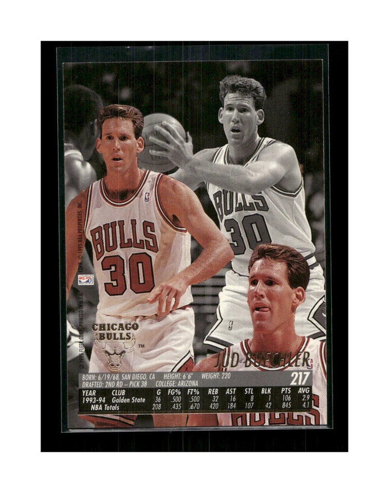 1994-95 Ultra Chicago Bulls Basketball Card #217 Jud Buechler  - Image 2 of 4