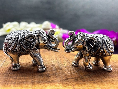 925Sterling Silver 60Gram Handmade Design Customized Upper Trunk Elephant Statue - Picture 44 of 48