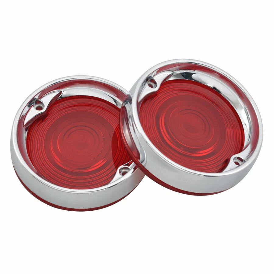 Pair 3-1/4" Turn Signal Bezels Red Lens For Harley Touring Tour Road Glide FLHT - Изображение 4 из 4