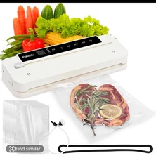 Pukomc 10 in 1 Vacuum Sealer, Auto With Built In Cutter External VAC /Moist Dry
