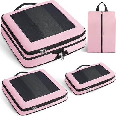 4 Pc Compression Packing Cubes for Travel, Lightweight Vacation Traveling Bags