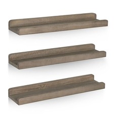 Rustic Floating Picture Ledge Wall Shelves Set of 3 16.9in Weathered Gray