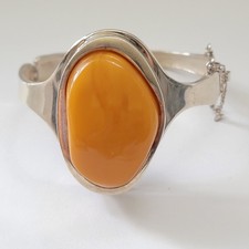 Chunky Sterling Silver Bracelet Egg Yolk Butt...