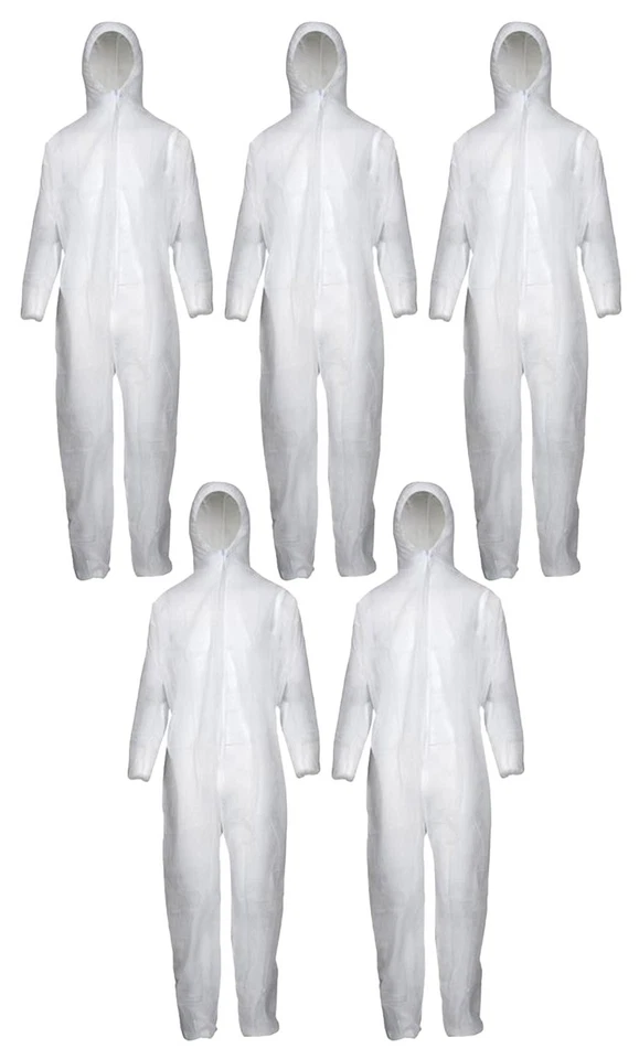5 Stück Einweg-Overall PP- Gewebe weiß XXL Schutzanzug Maleranzug Lackieranzug - Bild 1 von 1