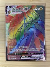 Carta Pokemon rara Tapu Koko Vmax 166/163 quasi nuova Full Art arcobaleno segreto