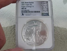 2021 T-2 United States American Silver Eagle NGC MS70 State Series Illinois