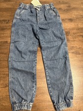 H M Blue Denim Jogger Pull On Stretch Size 9/10 Youth Kids NWT Brand New