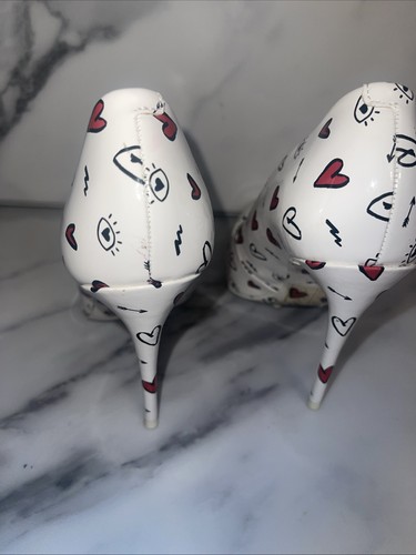 ALDO Stessy Stiletto Pump Heels Red & White Hearts Love Size 6 NWOB - Picture 9 of 13
