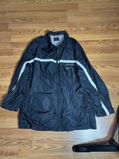 VTG Nike Jacket Mens L Black Full Zip Reflective Windbreaker Coat Run Gym Y2K