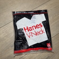 Vintage Hanes V Neck T-Shirts Mens Large NOS 3 PACK Made in USA 90s Deadstock