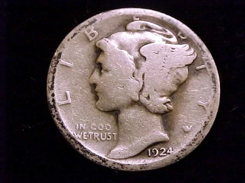 1924-D  Mercury Dime, About  Good Grade