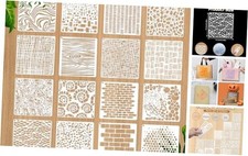 16 Pcs Paint Stencils for Crafts - Reusable Wall Stencils for Painting, Texture