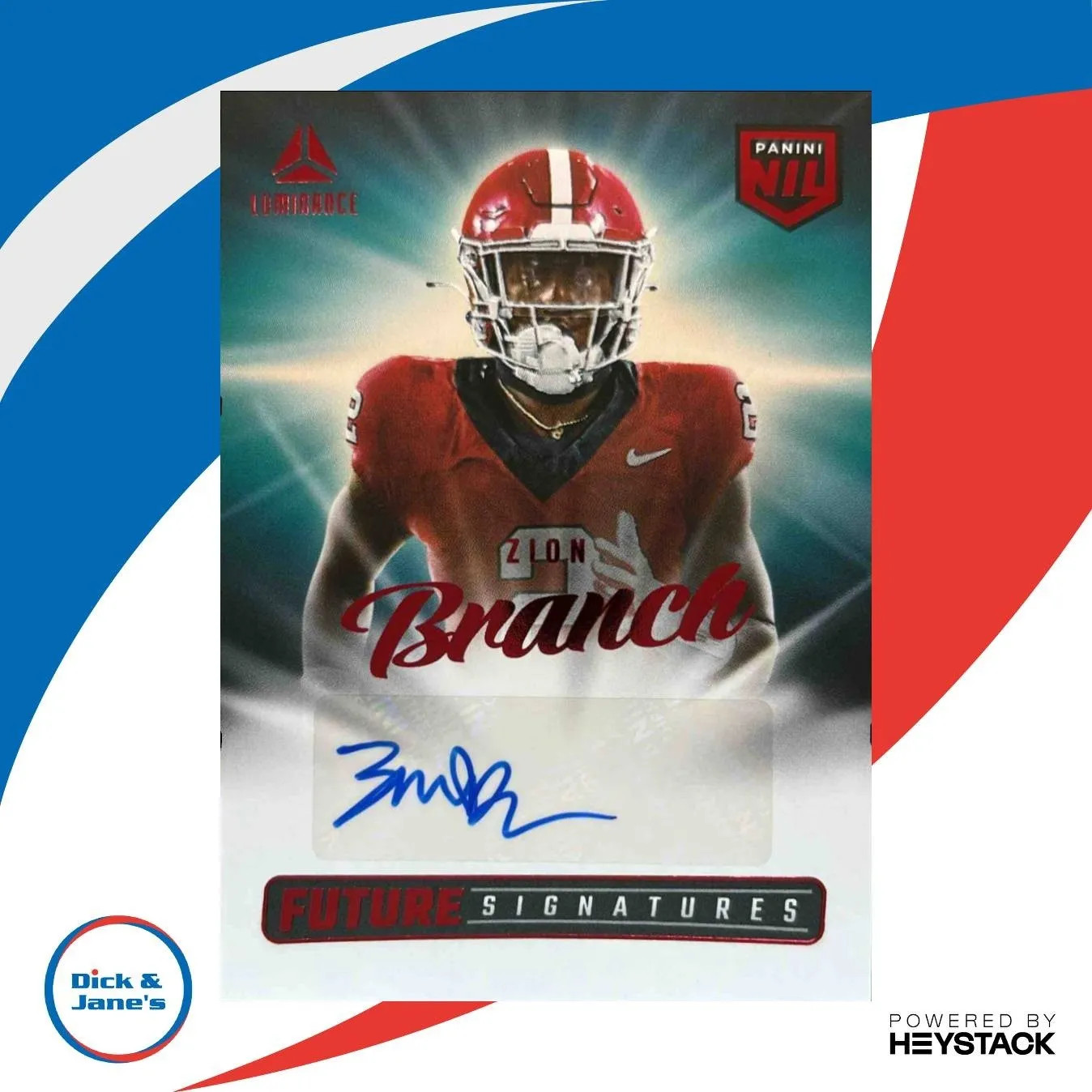 2025 Panini Luminance Zion Branch Future Signatures NIL Red Georgia Bulldogs