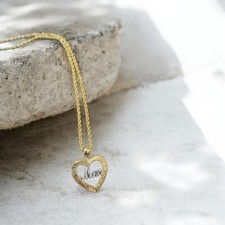 10k Mom Heart Yellow Gold Pendant With 16" Necklace