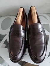 martel and ram brown calfskin lightweight penny loafers vibram soles uk 10.5 ex