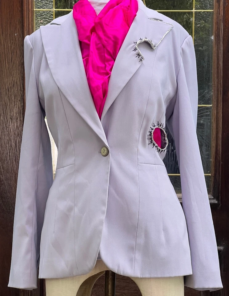 Blazer Reelaborado por Brebitz Lila Harve Benard Talla 12 Lila Ajustado Botón Único Foto 2 de 4