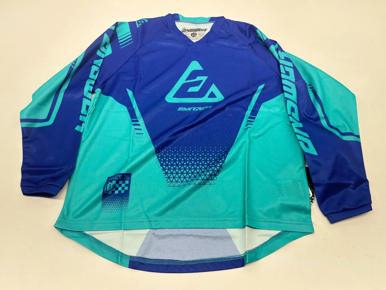 New Answer Racing Syncron Drift Jersey Youth Large Cyan Blue L Motocross MX