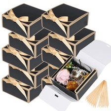 12 PCS 4.5x4.5x2 Inch Black Small Gift Boxes Lids Ribbons Presents Birthday