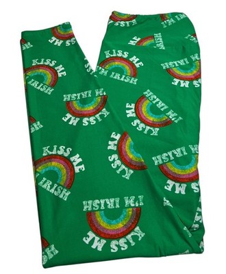 Lularoe Leggings TC Tall Curvy Patrick Green Shamrock KISS ME Clover Irish Lucky