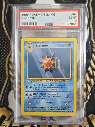 Pokemon 1999 Starmie 64/102 Base Set PSA 9