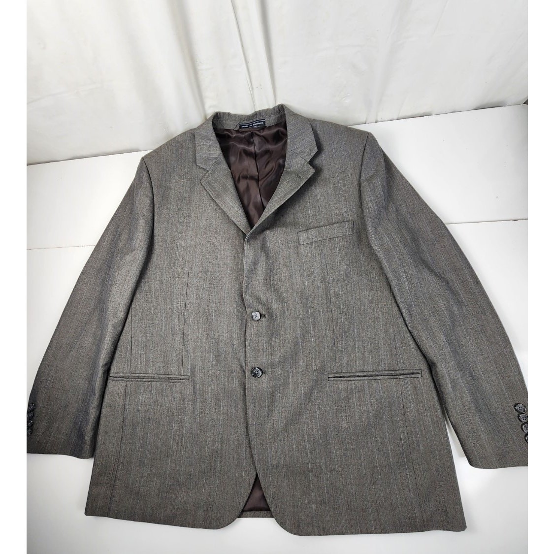 Bert Pulitzer Gray Brown Pinstripe 2-Button Men's Suit Jacket Size 44 Regular