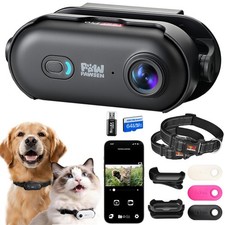 4K UHD Dog Cat Pet Camera Collar, Video Recorder with Phone App View, Outdoo...