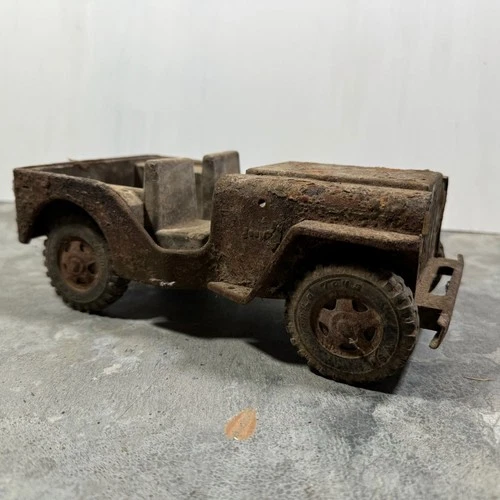 Vintage Tonka Army Jeep 1960's Rusted Antique Military Vehicle Decor Oldschool