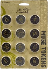 Tim Holtz Idea-ology MUSE TOKENS  12 METAL EMBELLISHMENTS