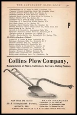 1907 Collins Plow Co Quincy Illinois Cultivators Harrows Baling Presses Print Ad