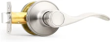 Wave Shape Passage Door Lever Satin Nickel Keyless Handle for Hall and Closet, I