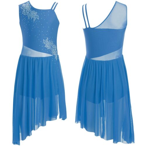 Kids Girls Dresses Asymmetrical Dress Photo Props Leotard Dance Unitard Modern - Picture 33 of 49