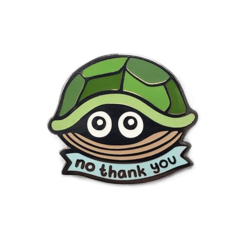 No Thank You Turtle Enamel Pin for Backpack, Fitted Hat Pin, Funny Enamel Pin - Picture 1 of 2