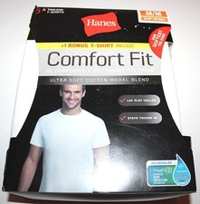 Hanes Men's White 5-Pack Crew Neck Comfort Fit Tagless T-Shirts Medium 38-40" 
